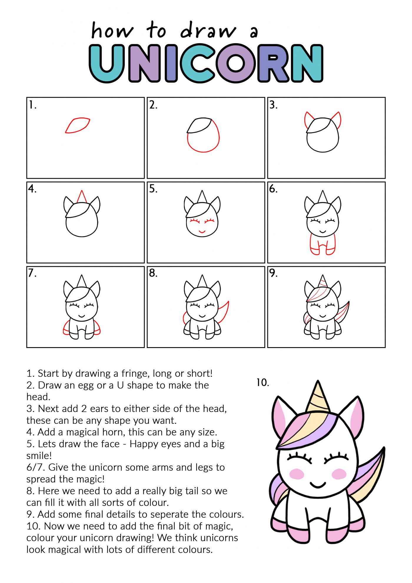Unicorn Drawing Step By Step Easy Unicorn Drawing For Kids YSWD